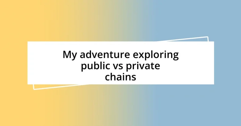 My adventure exploring public vs private chains