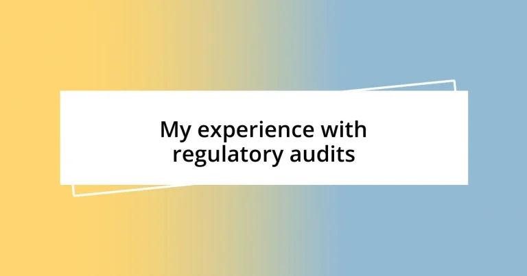 My experience with regulatory audits