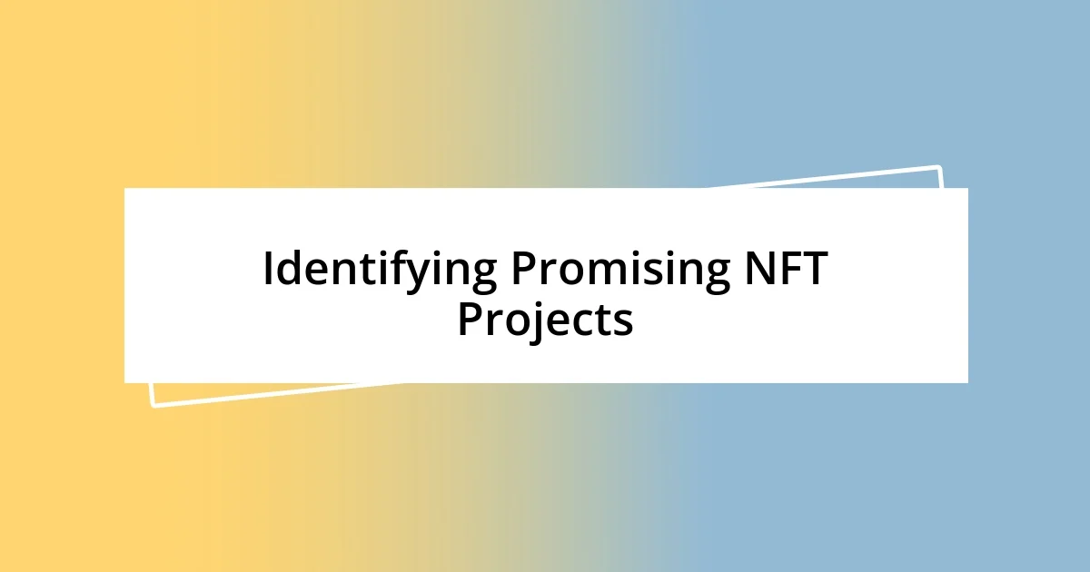 Identifying Promising NFT Projects