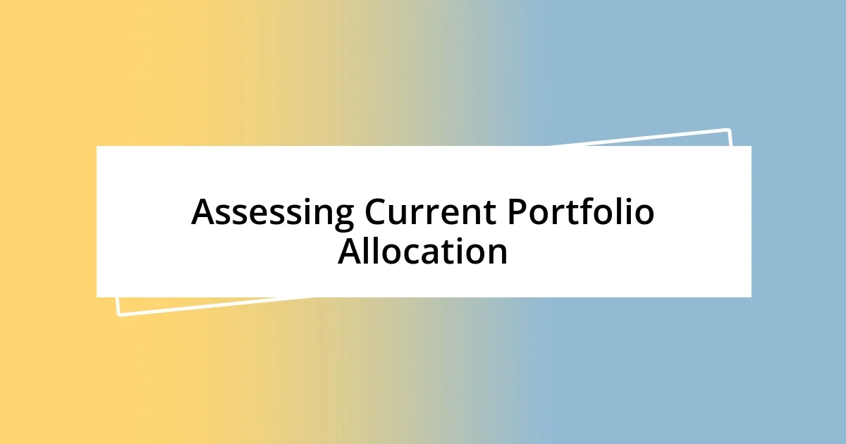 Assessing Current Portfolio Allocation