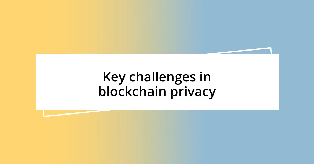 Key challenges in blockchain privacy