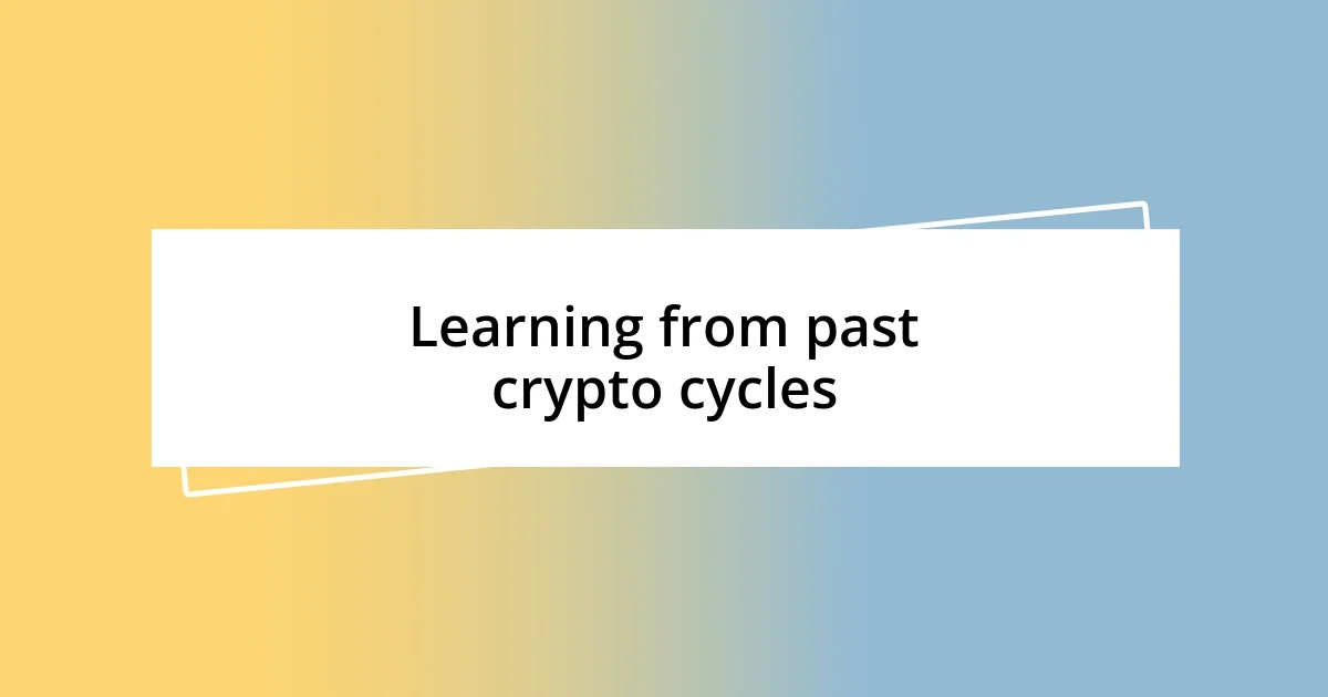 Learning from past crypto cycles